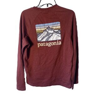 Patagonia Mens Long Sleeve S Line Logo Ridge Pocket Responsibili-Tee Sequoia Red